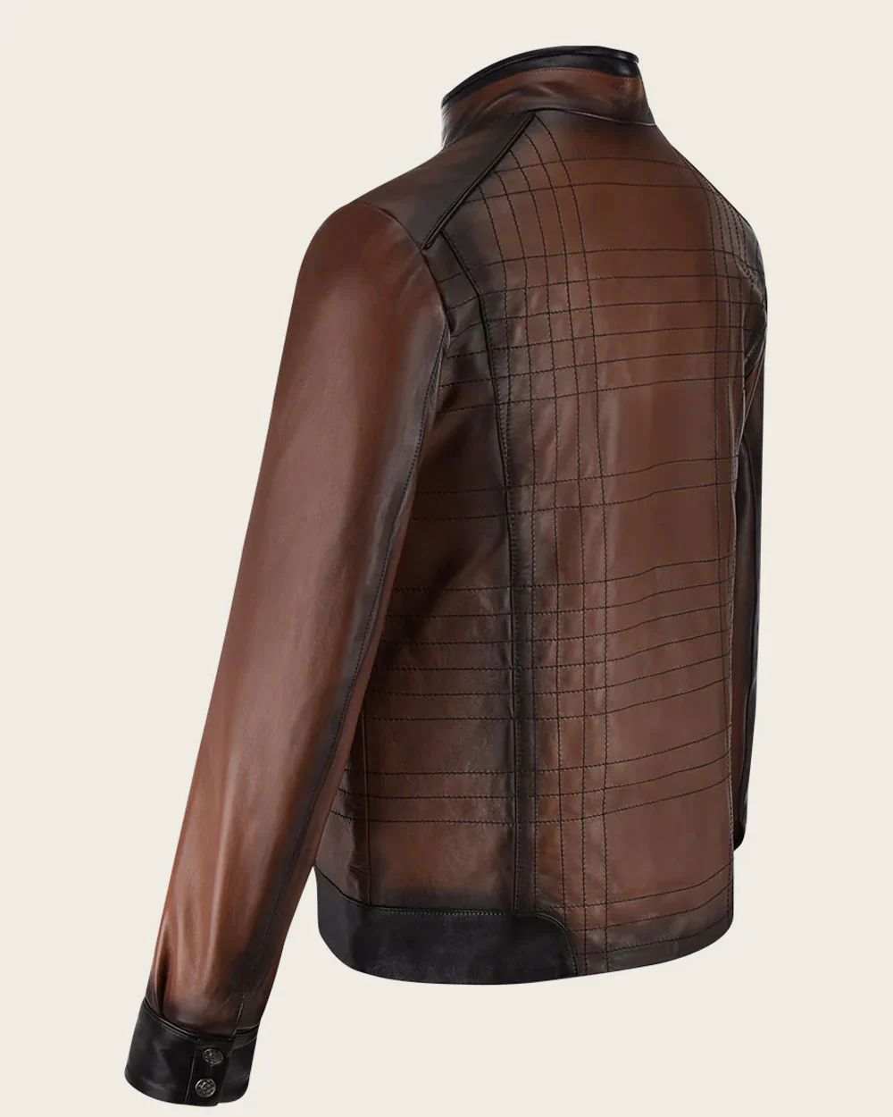Brown mandarin neck jacket 5 Brown mandarin neck jacket