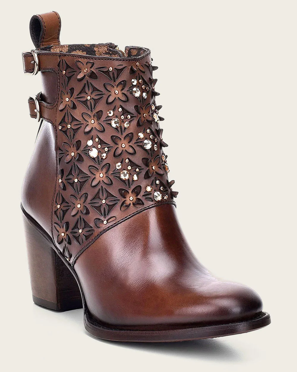 Ankle brown bootie with crystals 10 Ankle brown bootie with crystals