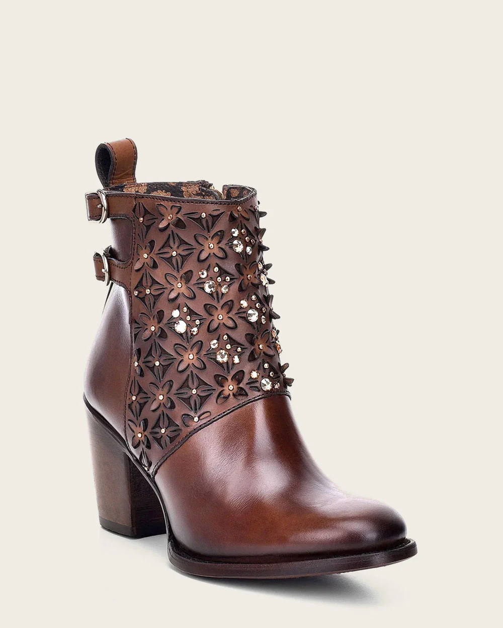 Ankle brown bootie with crystals 12 Ankle brown bootie with crystals