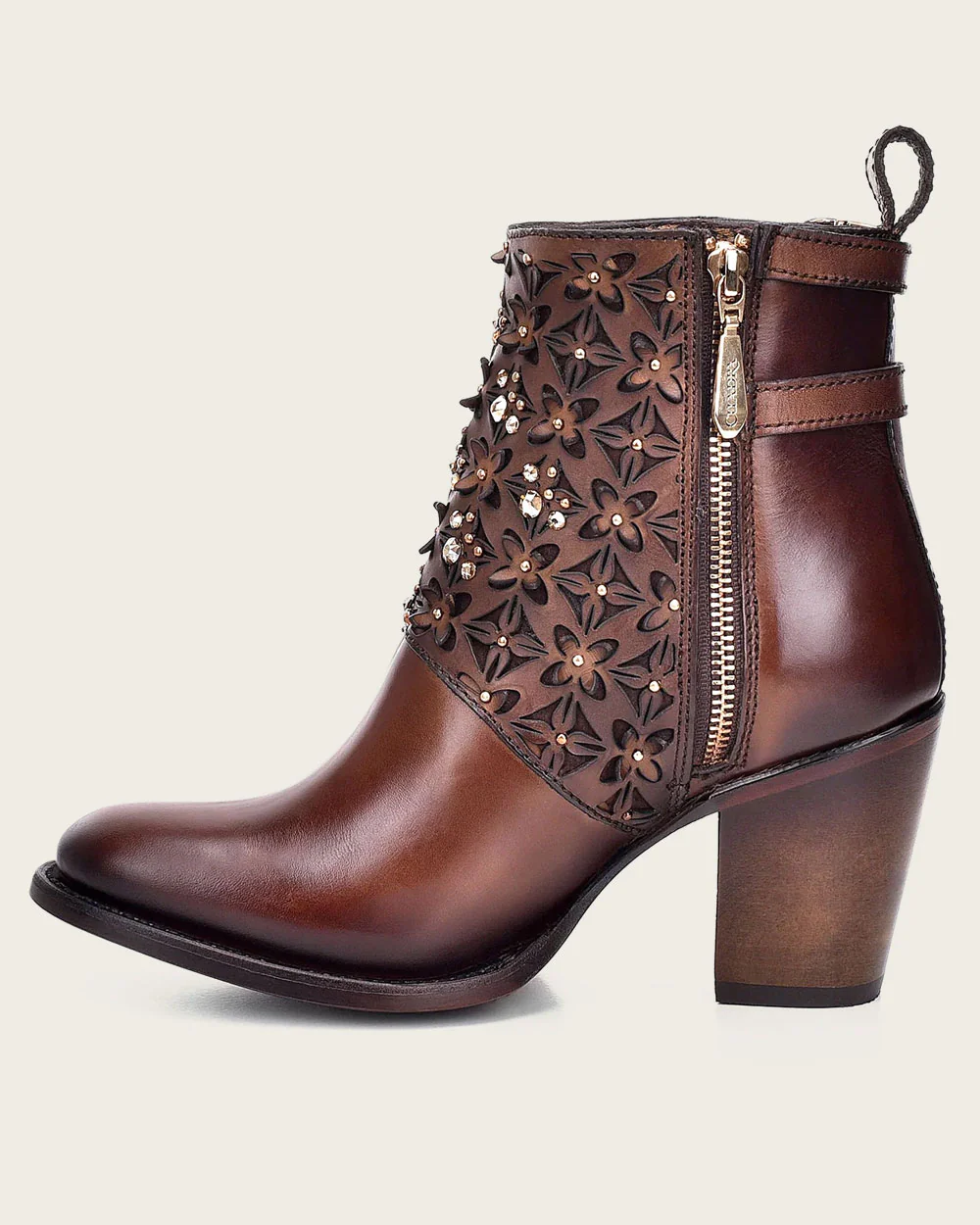 Ankle brown bootie with crystals 5 Ankle brown bootie with crystals