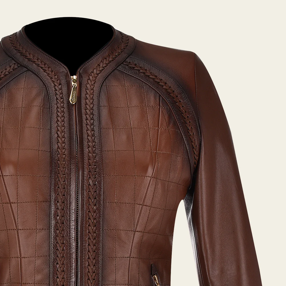 Womens brown leather shearling jacket 14 Womens brown leather shearling jacket