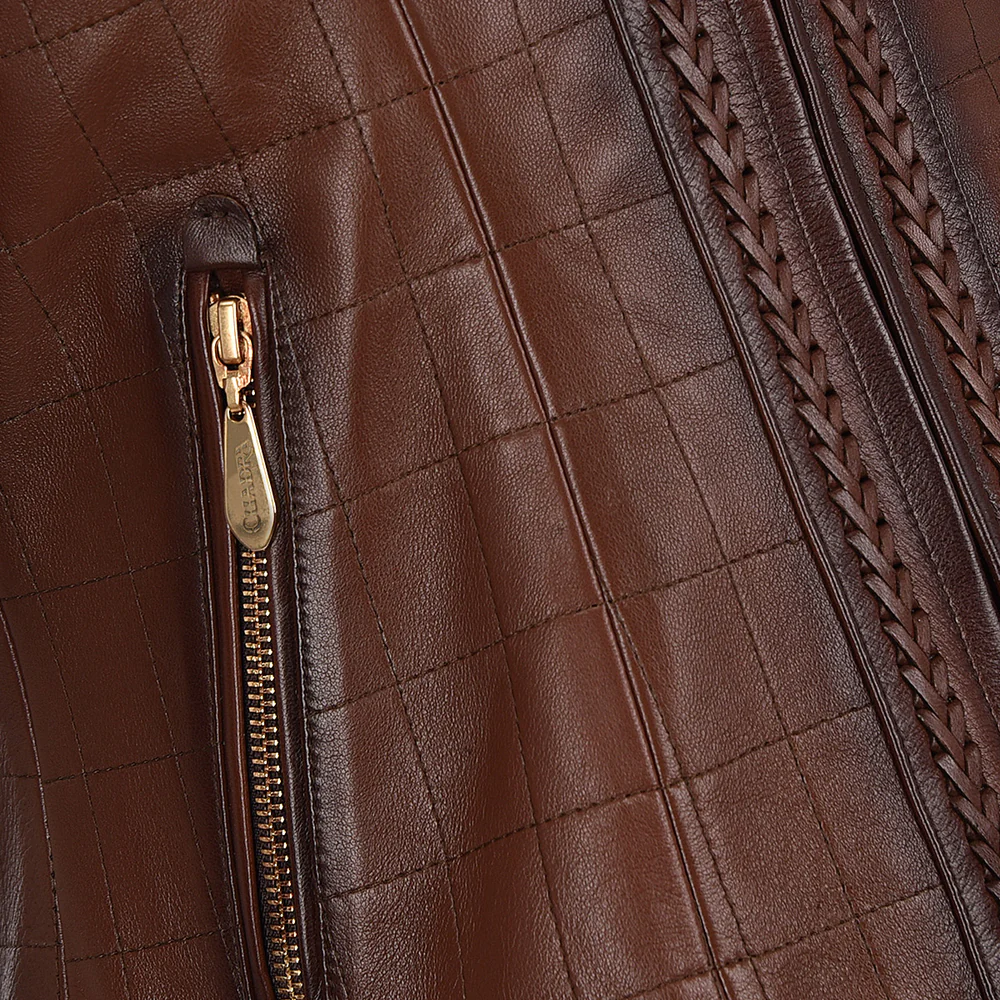 Womens brown leather shearling jacket 3 Womens brown leather shearling jacket