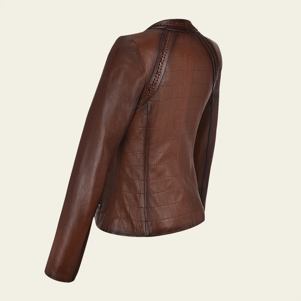 Womens brown leather shearling jacket 6 Womens brown leather shearling jacket