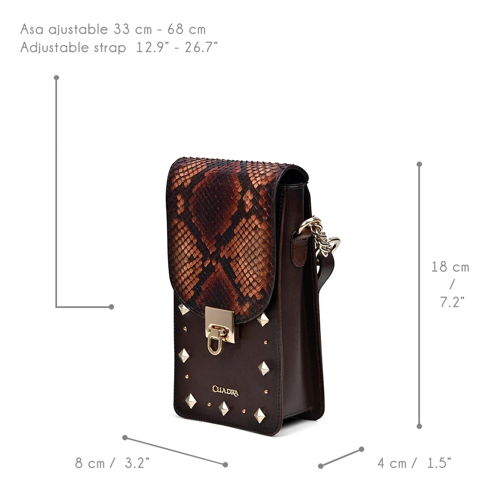 Brown cell phone crossbody handbag