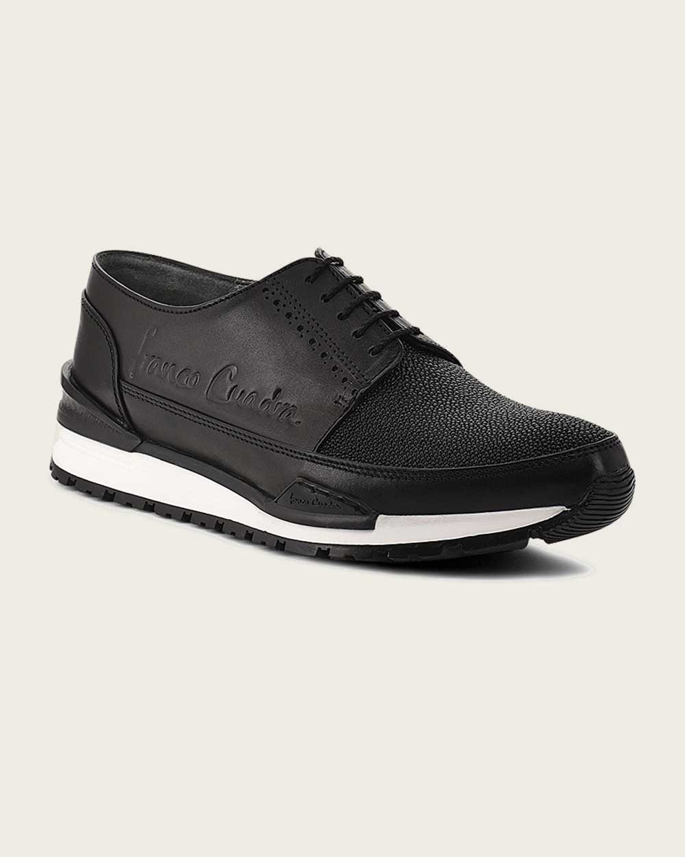 Hand-painted black exotic leather sneakers 10 Hand-painted black exotic leather sneakers