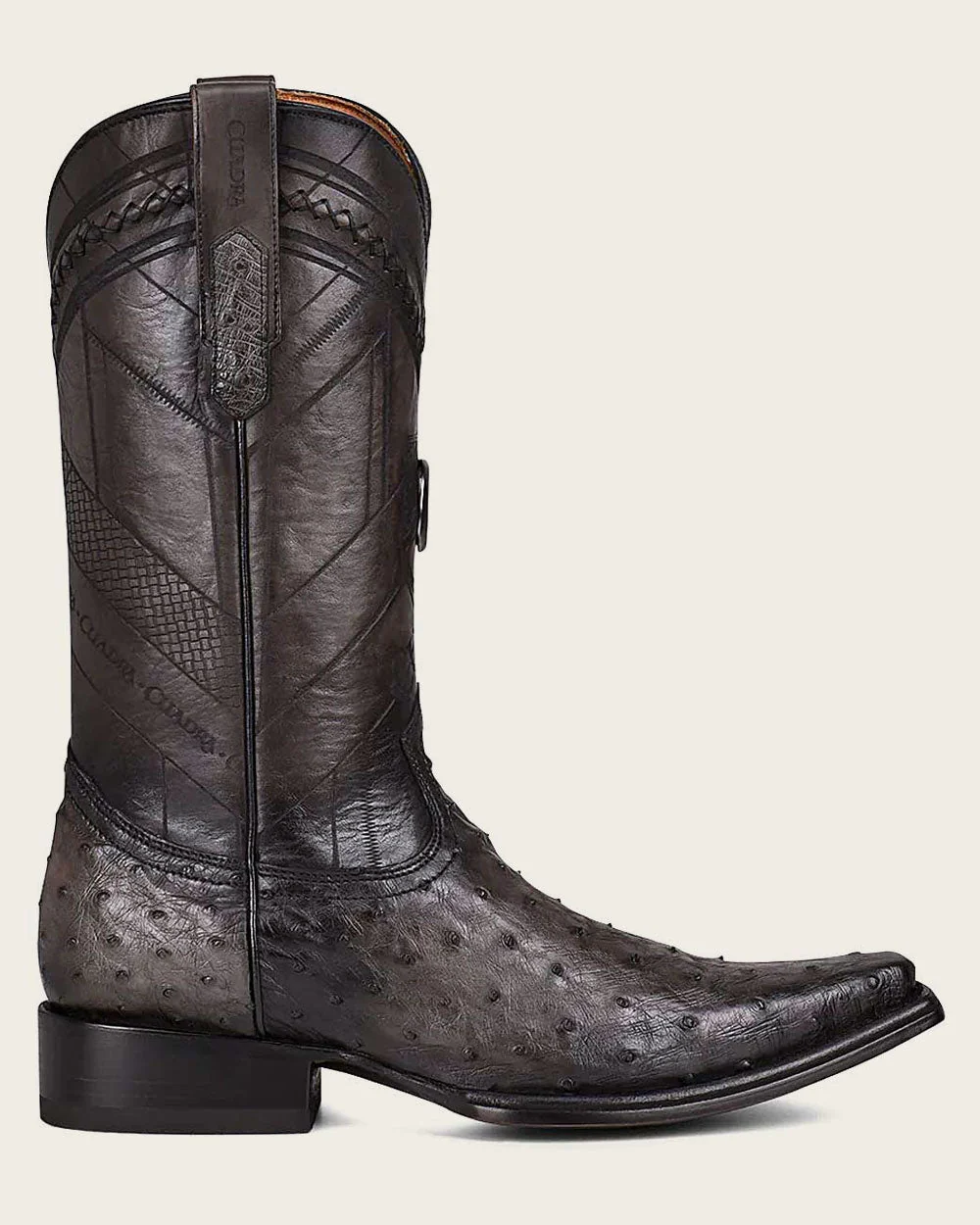 Handcrafted Grey Ostrich Western Boots