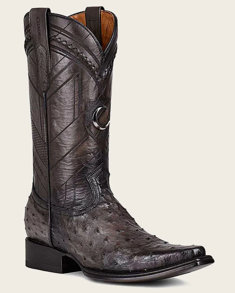 Handcrafted Grey Ostrich Western Boots