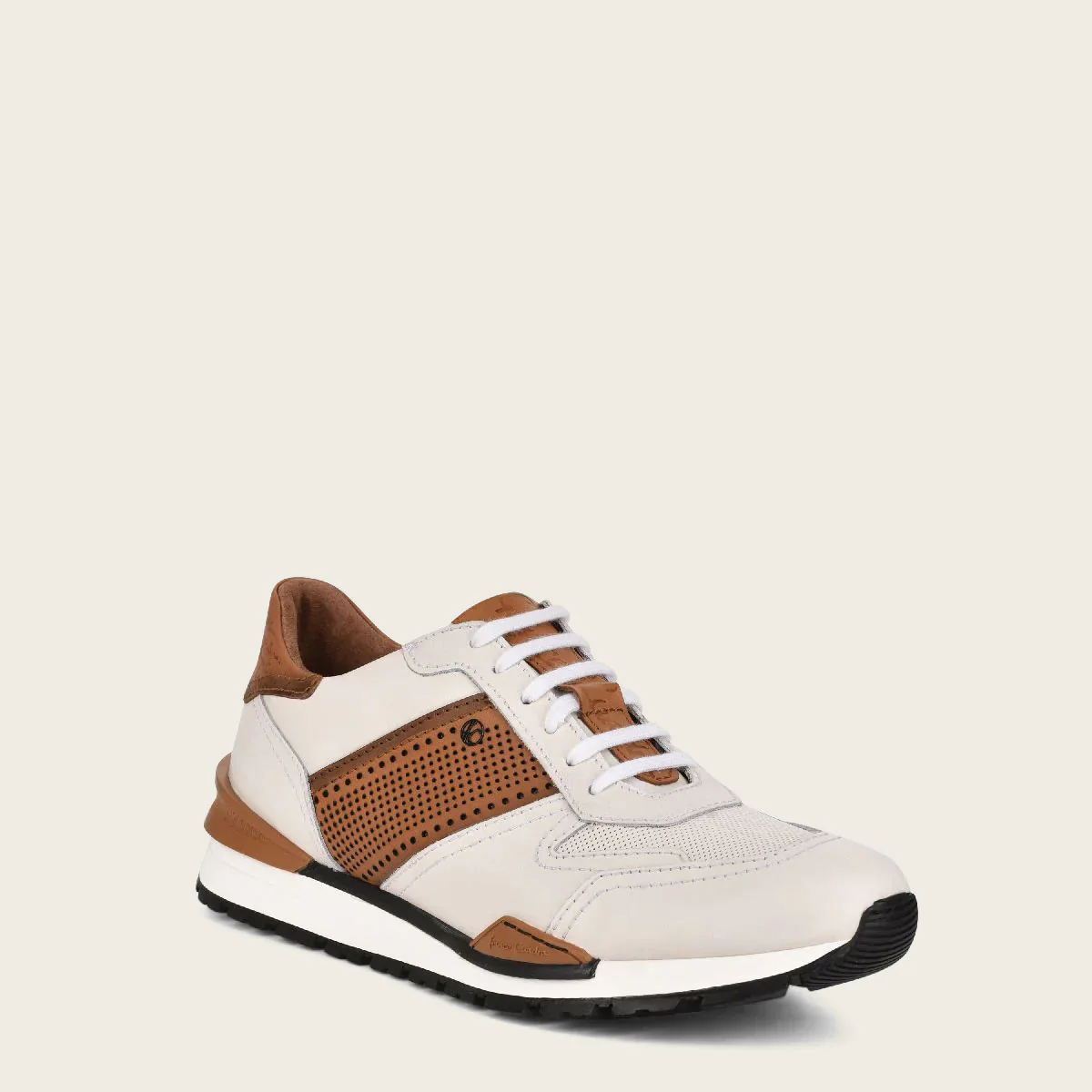 Hand-painted White leather sneakers