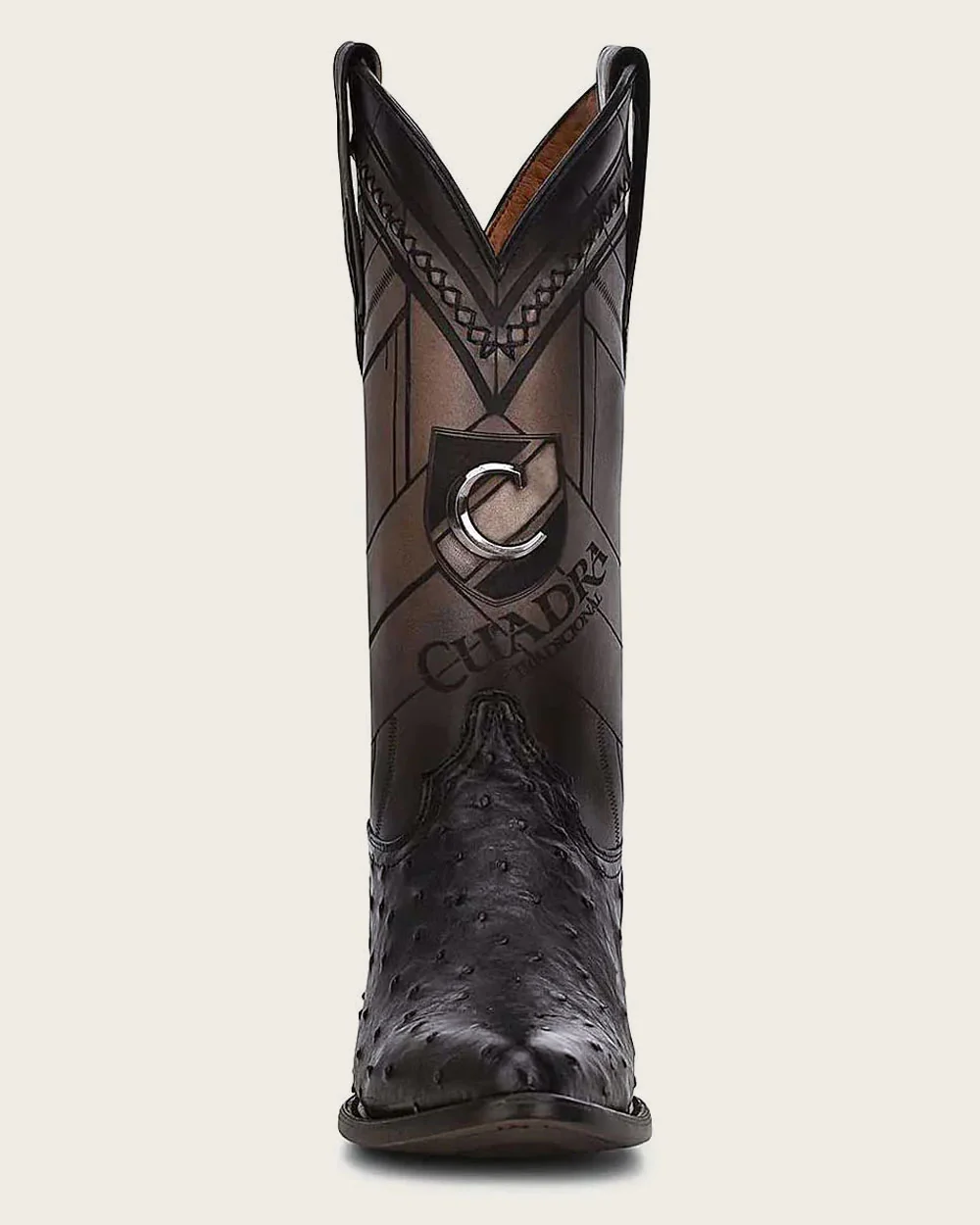 Western black ostrich boot