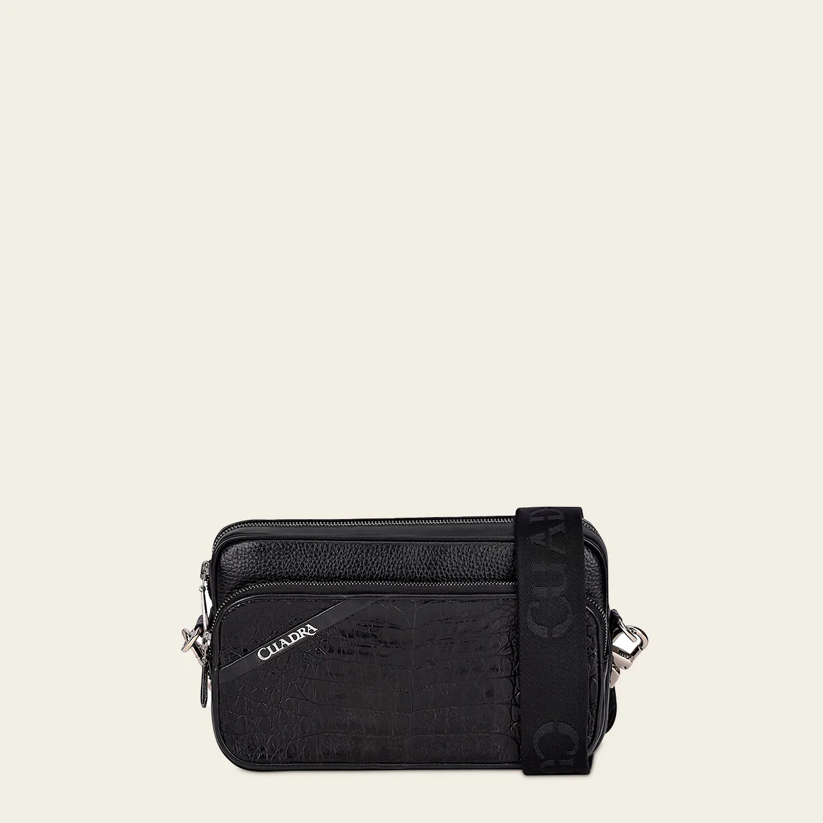 Black cayman shoulder bag