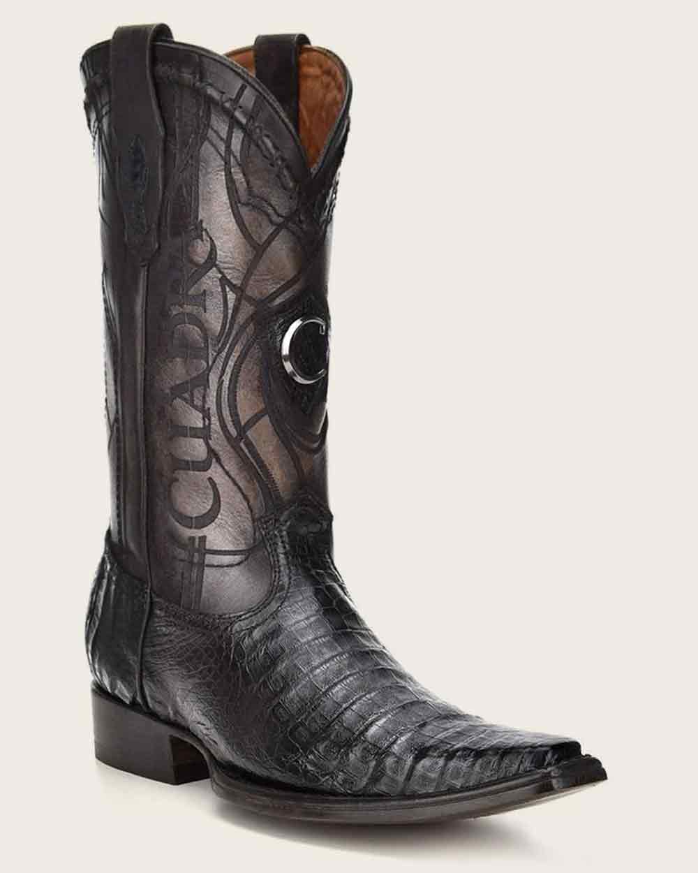 Black Cayman Engraved Western Boots