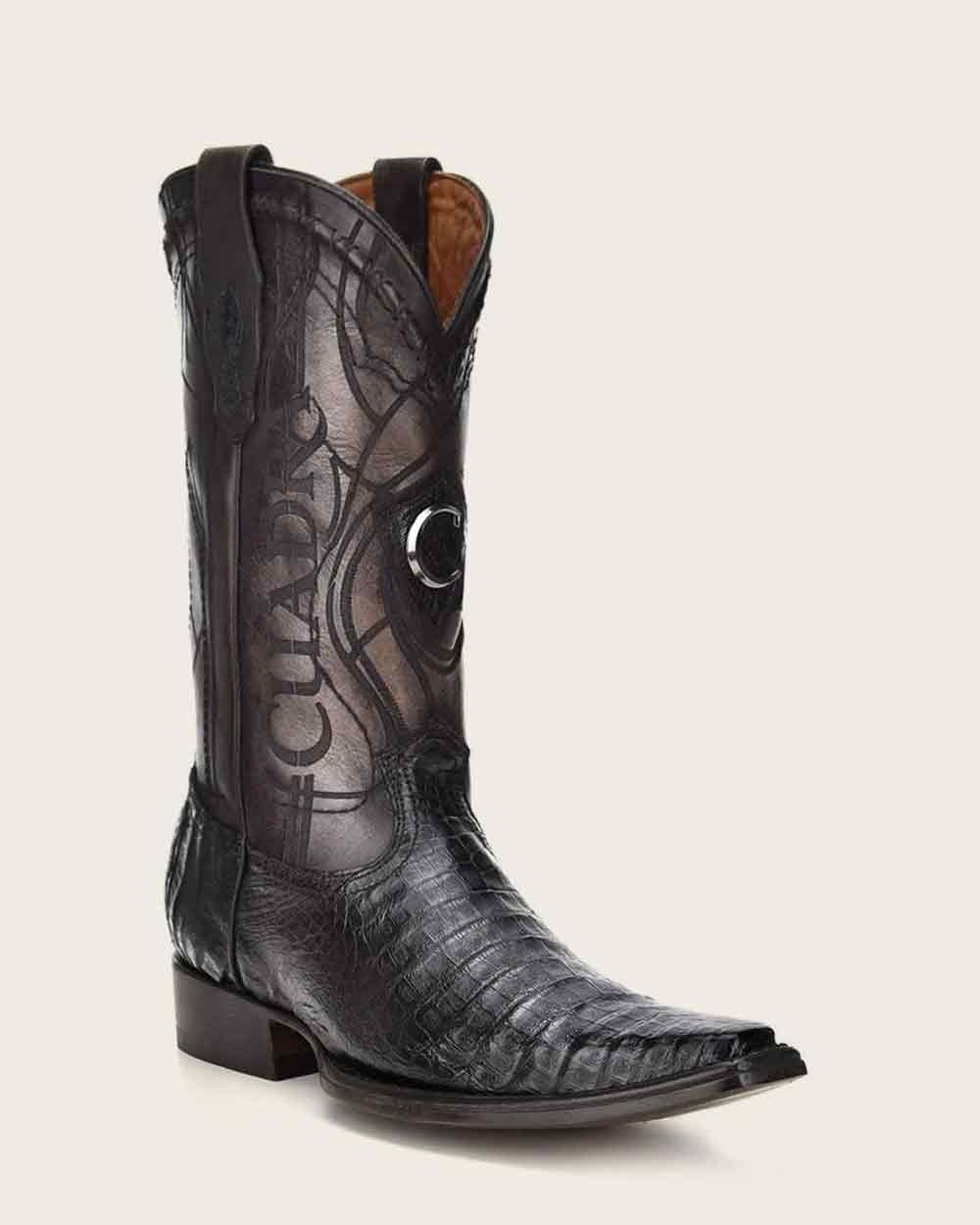 Black Cayman Engraved Western Boots 4 Black Cayman Engraved Western Boots