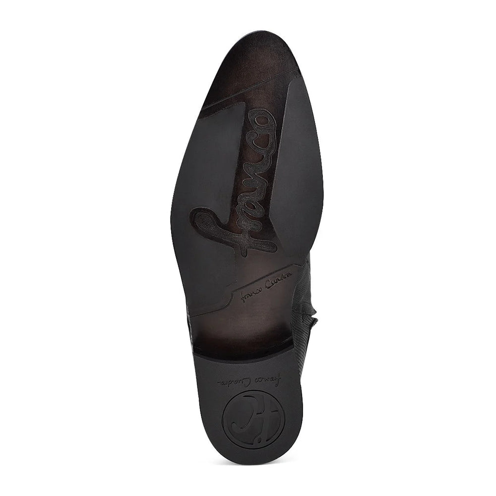 Hand-painted lizard black leather boot