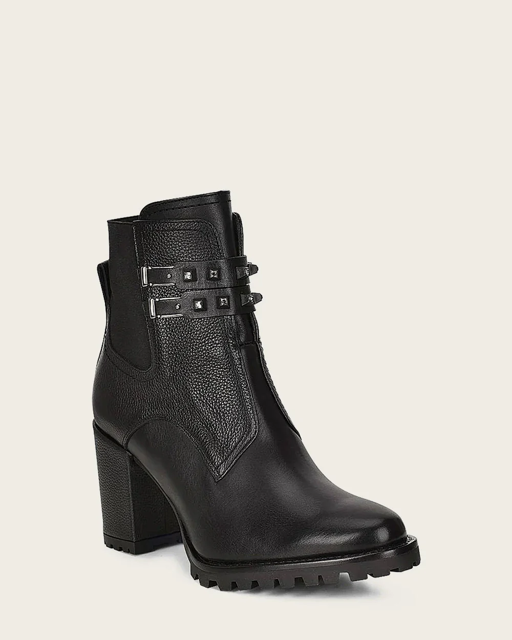 Ankle black urban bootie with crystals