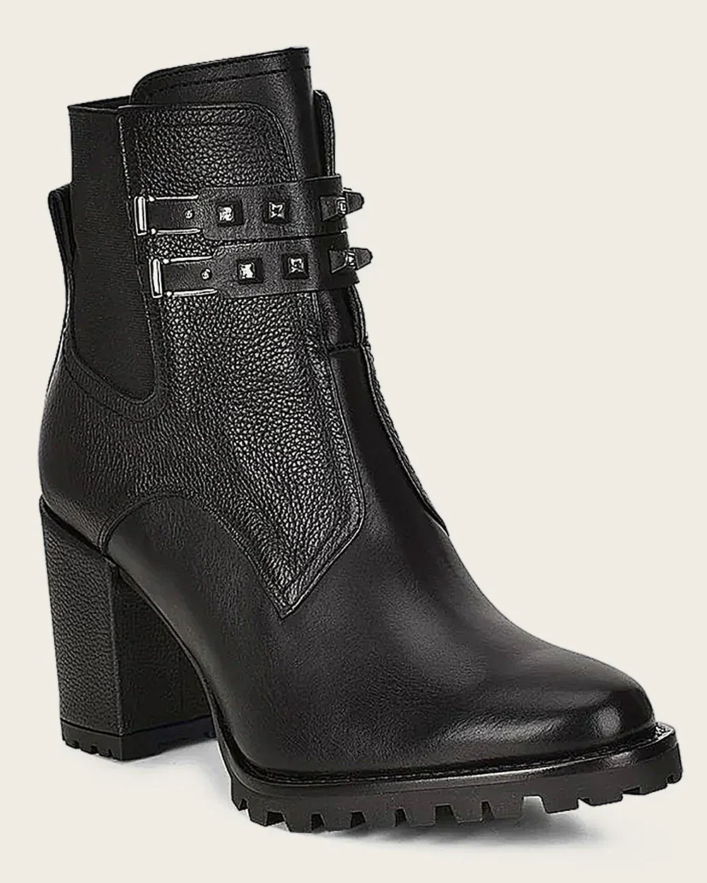 Ankle black urban bootie with crystals