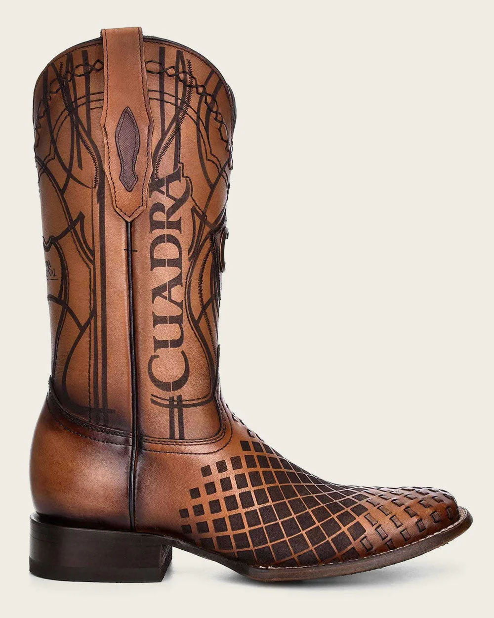 Engraved Honey Leather Western Boots