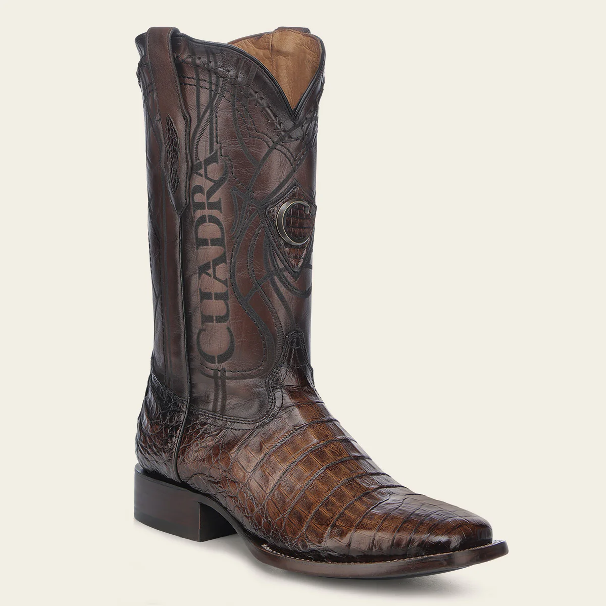 Engraved Honey Cayman Western Boots