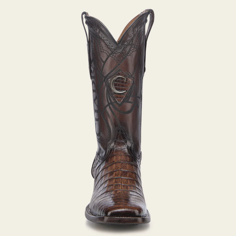 Engraved Honey Cayman Western Boots