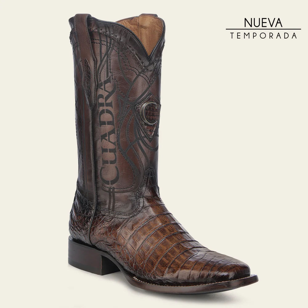 Engraved Honey Cayman Western Boots