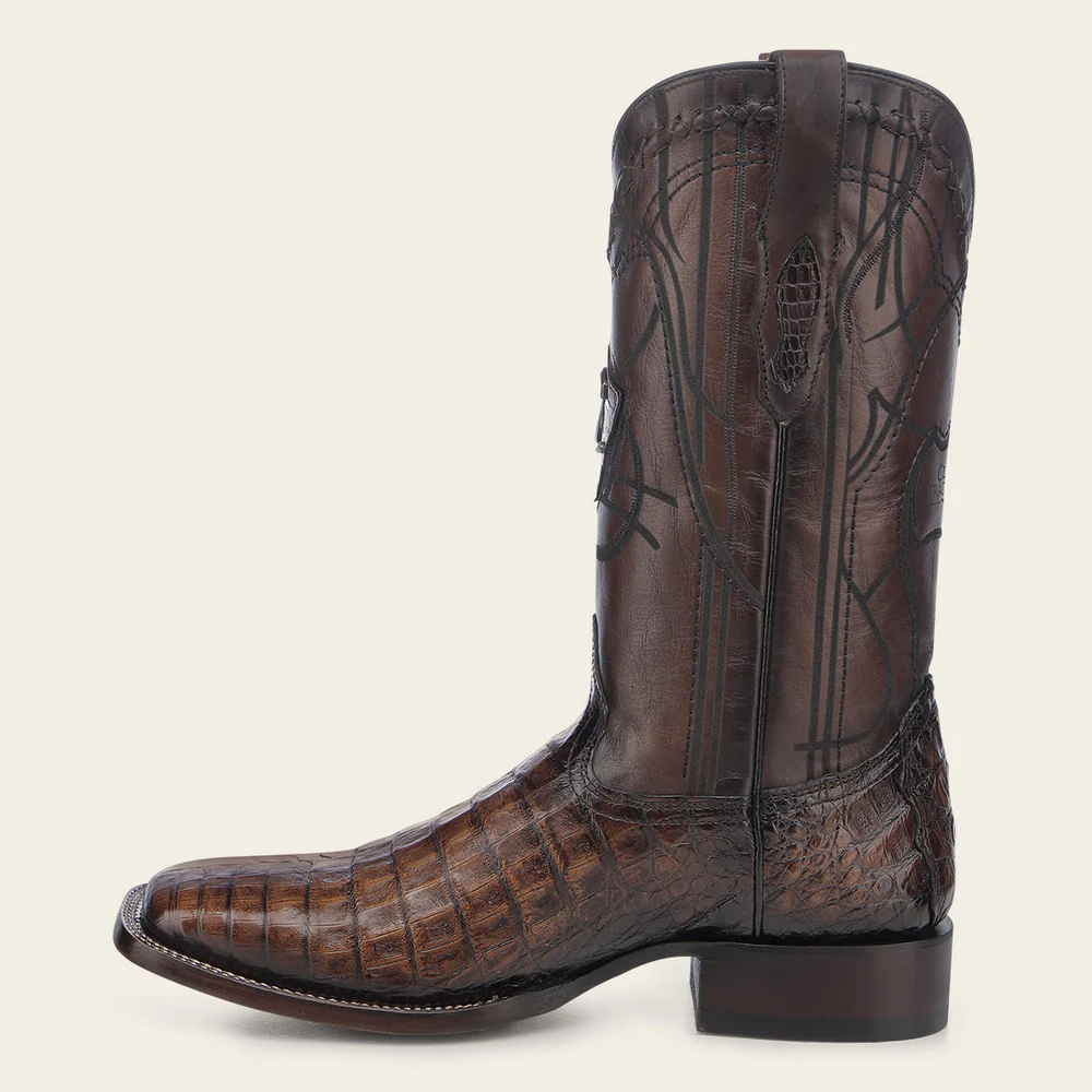 Engraved Honey Cayman Western Boots