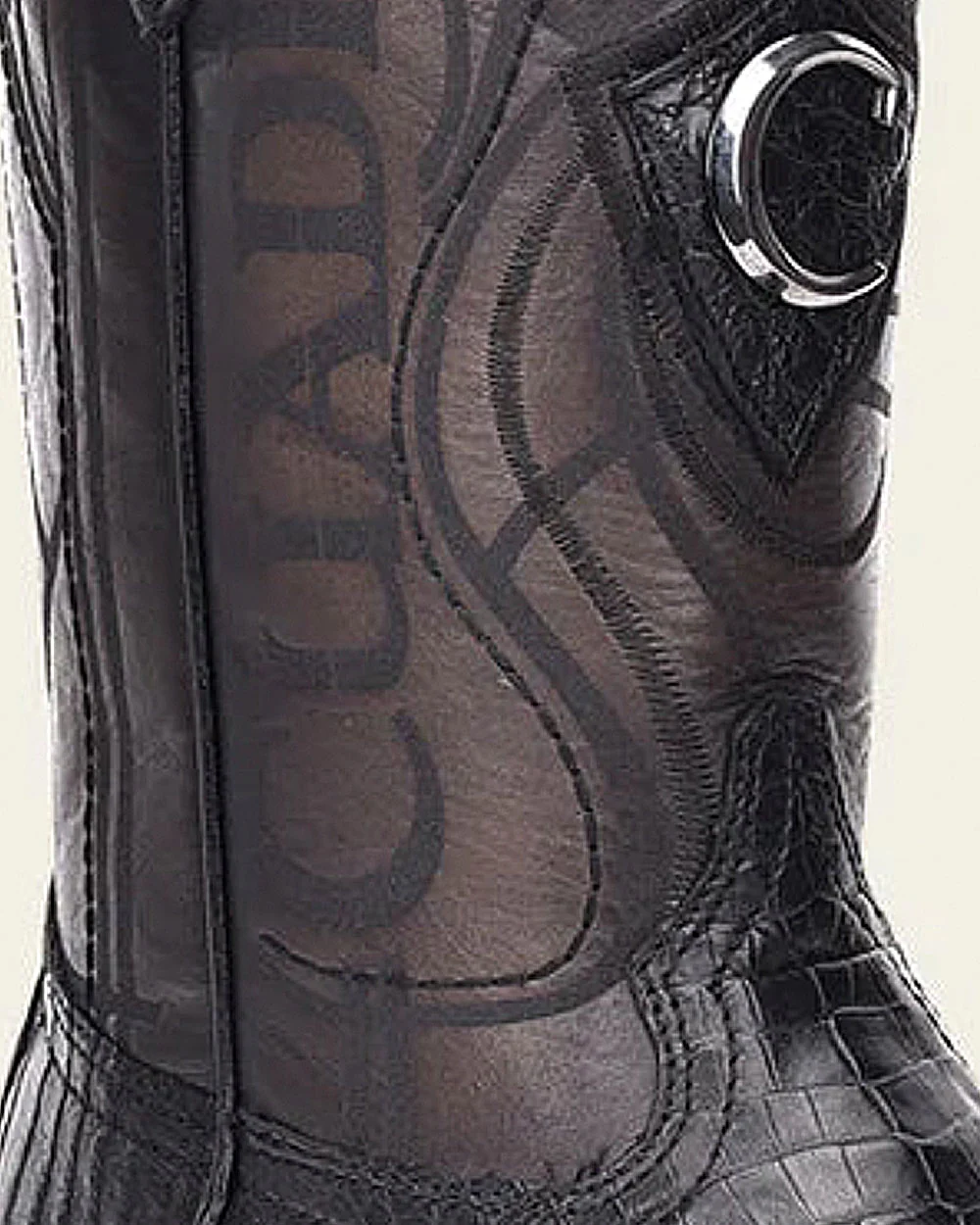 Engraved Black Cayman Western Boots