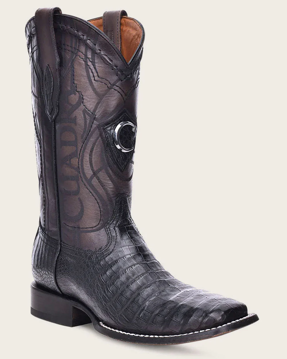 Engraved Black Cayman Western Boots