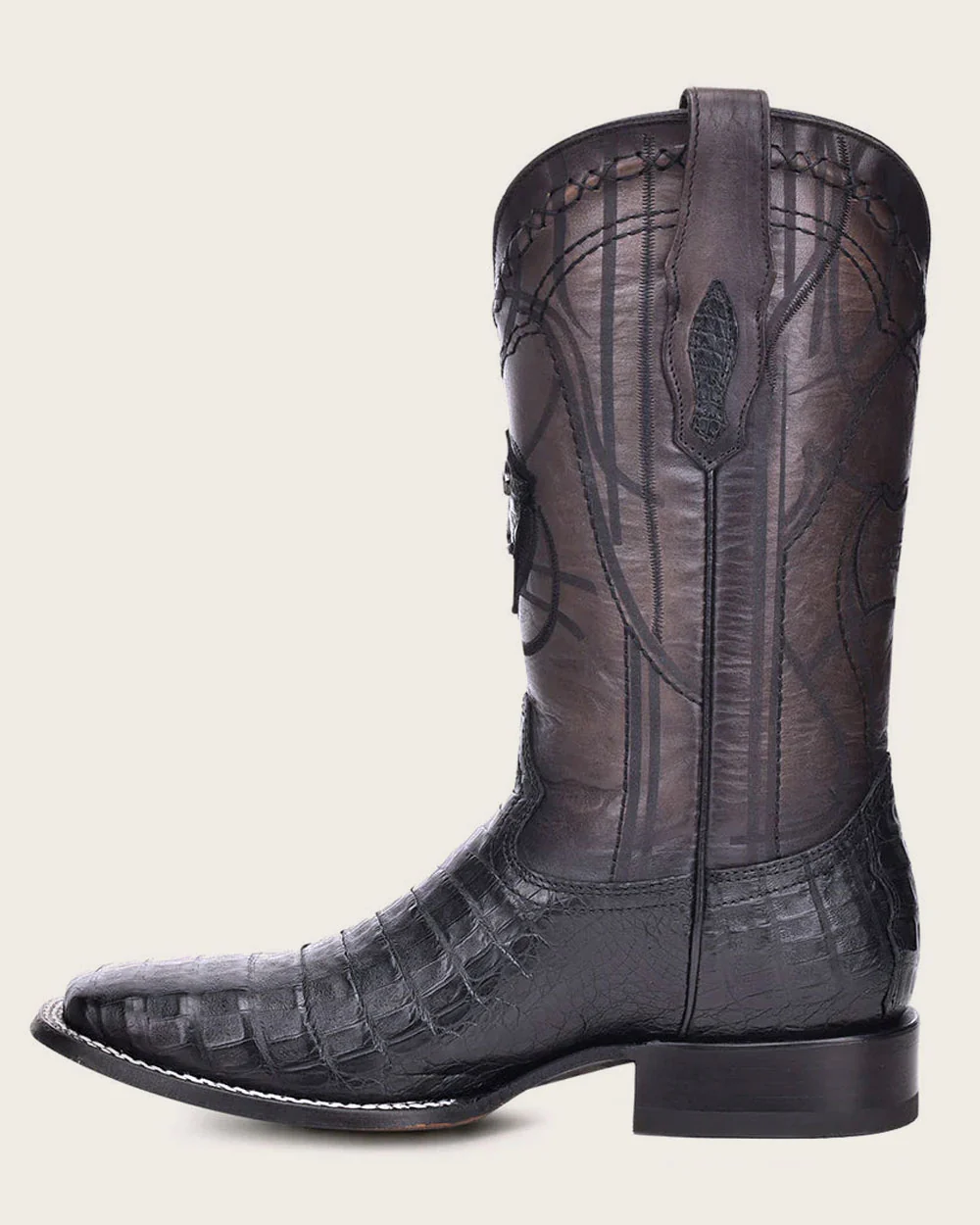 Engraved Black Cayman Western Boots