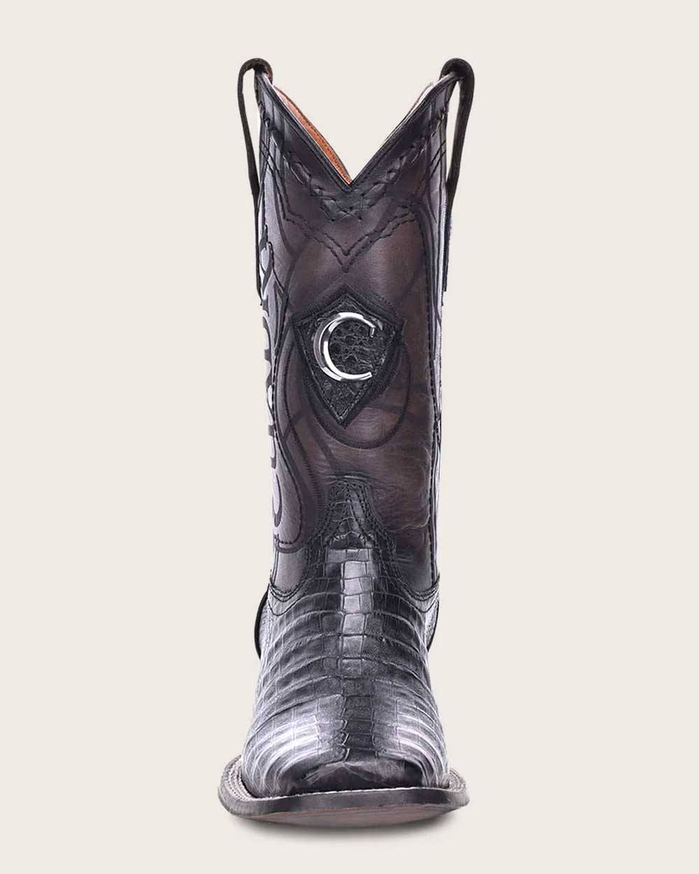 Engraved Black Cayman Western Boots