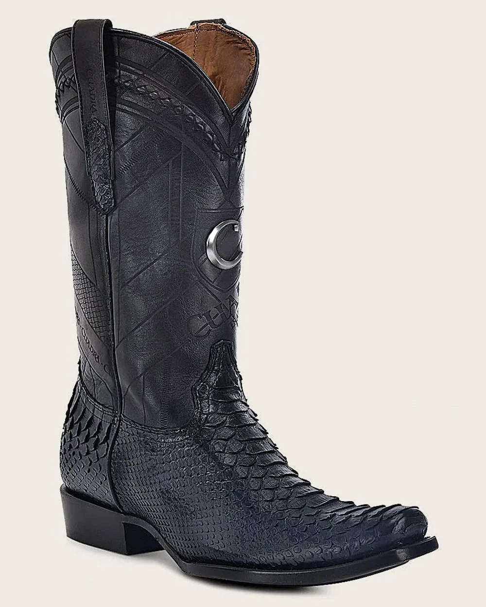 Handcrafted Blue Python Cowboy Boots
