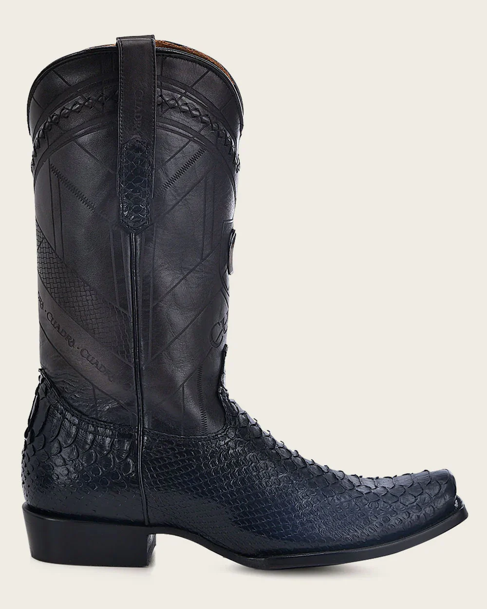 Handcrafted Blue Python Cowboy Boots