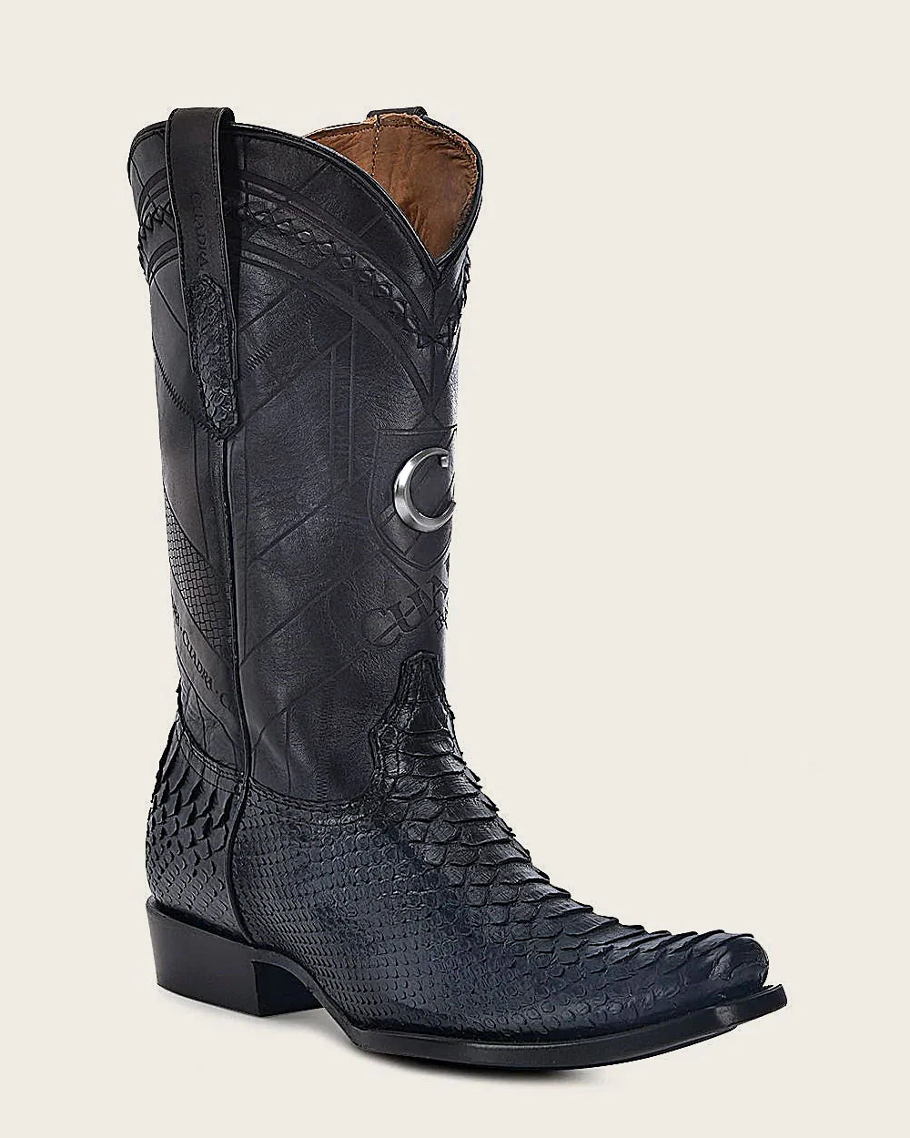 Handcrafted Blue Python Cowboy Boots