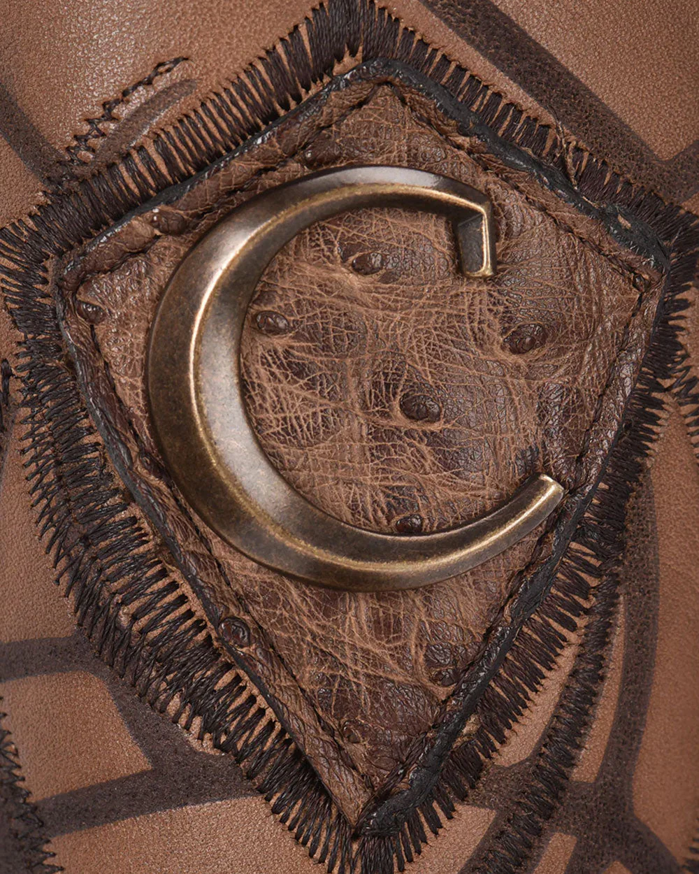 Engraved Honey Ostrich Western Boots