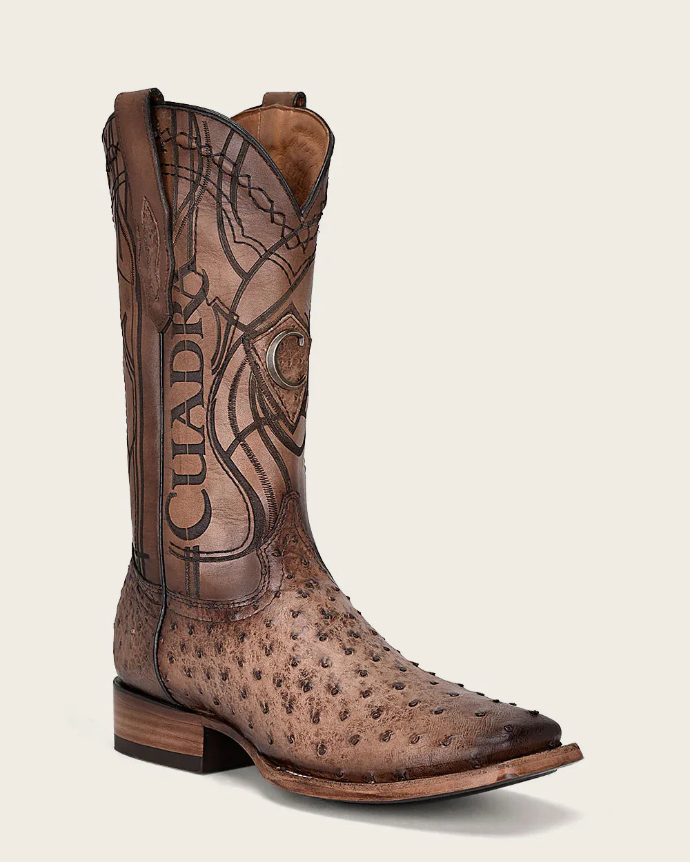 Engraved Honey Ostrich Western Boots