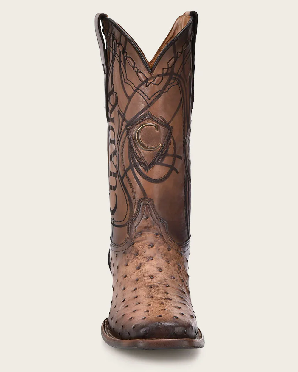 Engraved Honey Ostrich Western Boots
