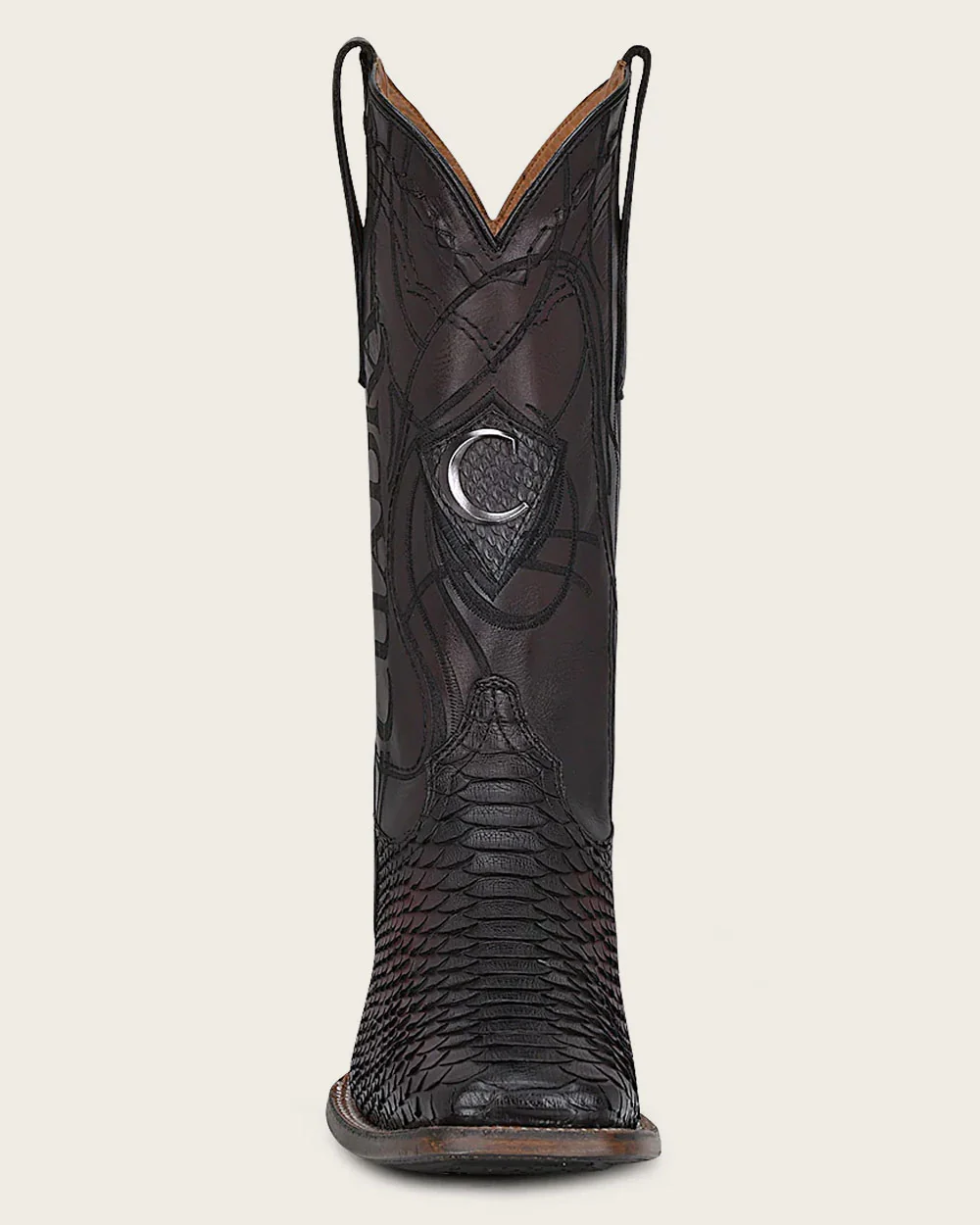 Engraved Mahogany Python Western Boots