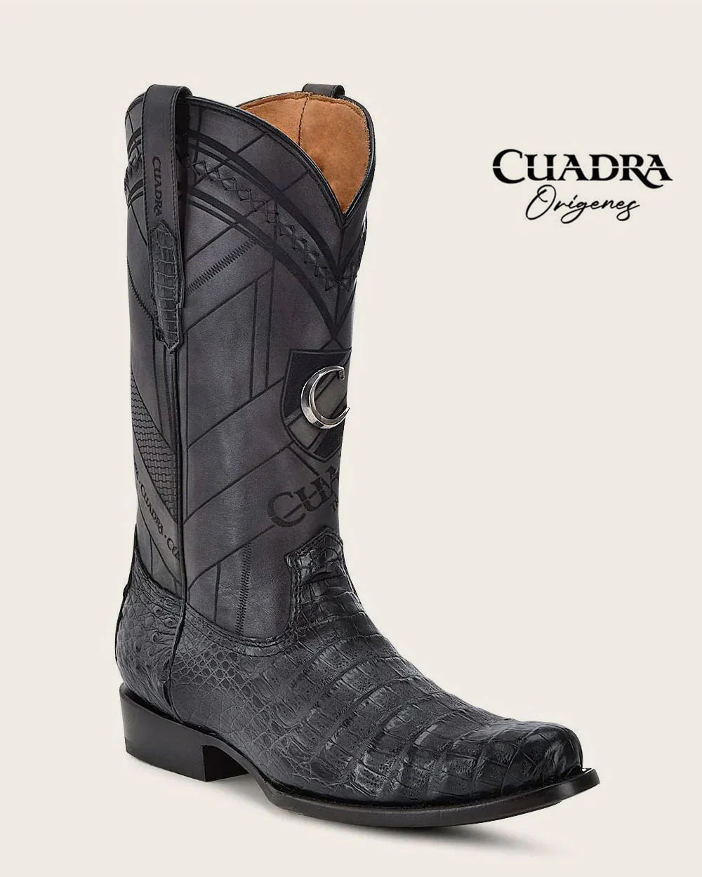 Engraved Cayman Leather Western Boots