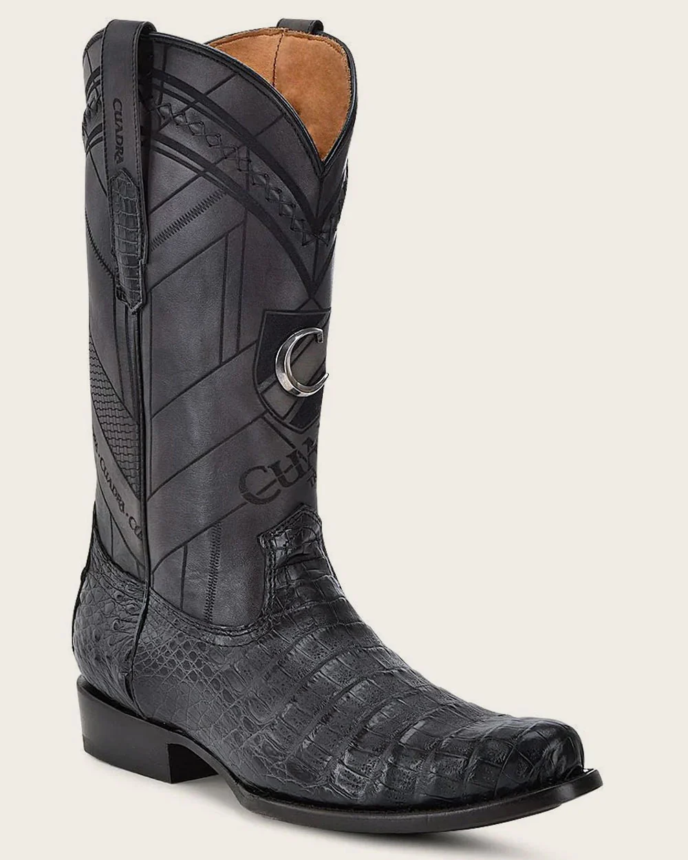 Engraved Cayman Leather Western Boots