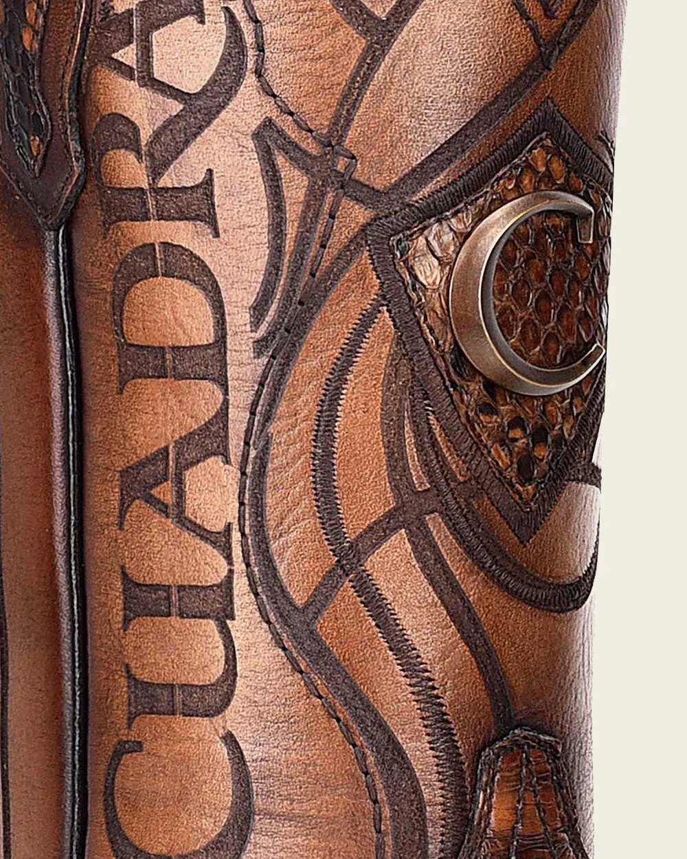 Engraved Honey Python Western Boots
