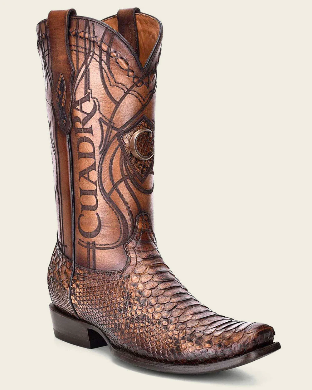 Engraved Honey Python Western Boots