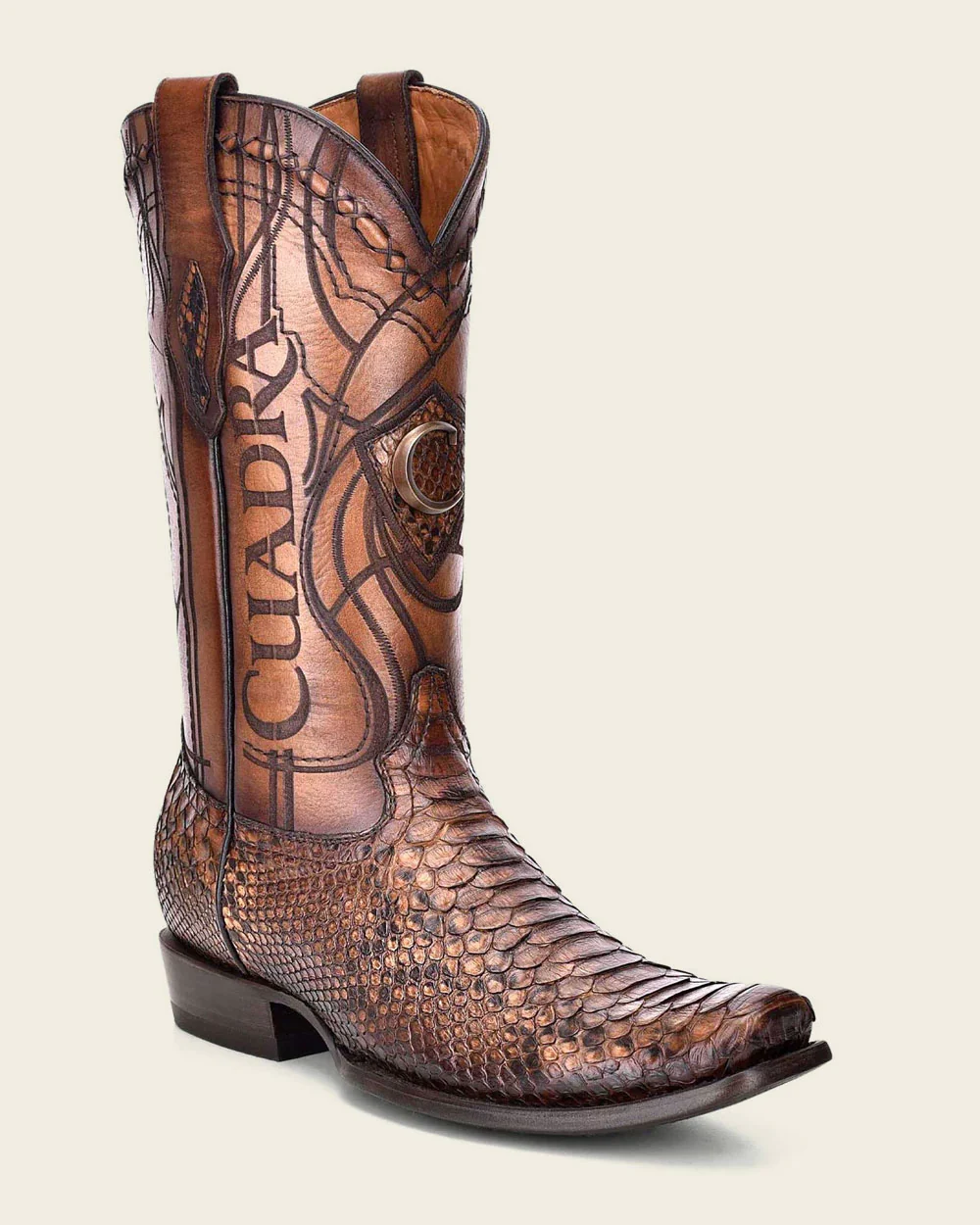 Engraved Honey Python Western Boots