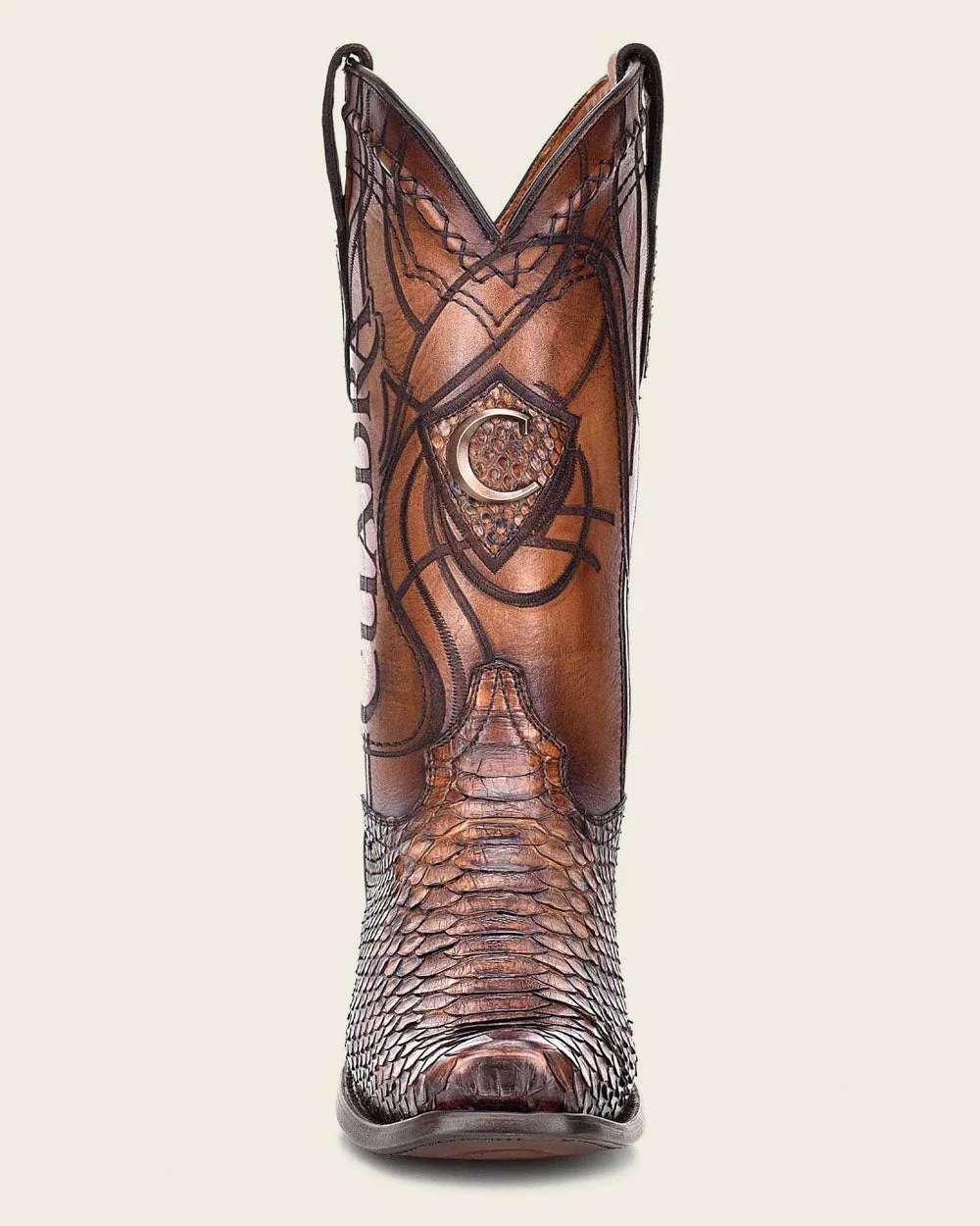 Engraved Honey Python Western Boots