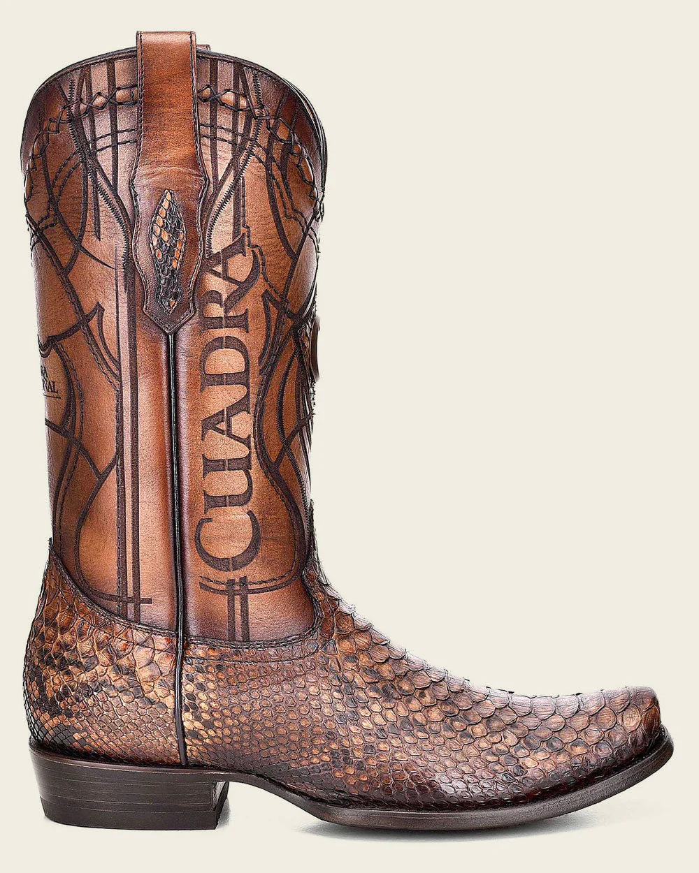 Engraved Honey Python Western Boots