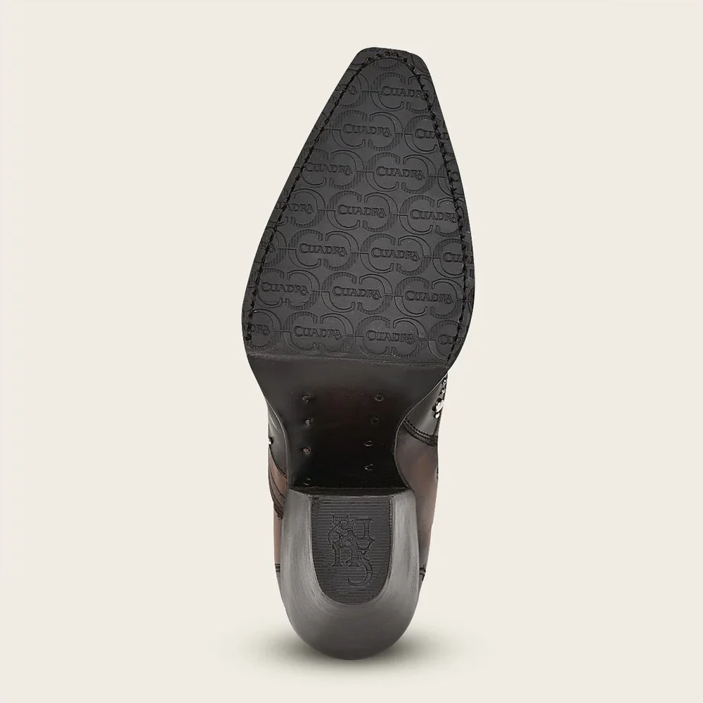 Ankle western style with studs brown bootie