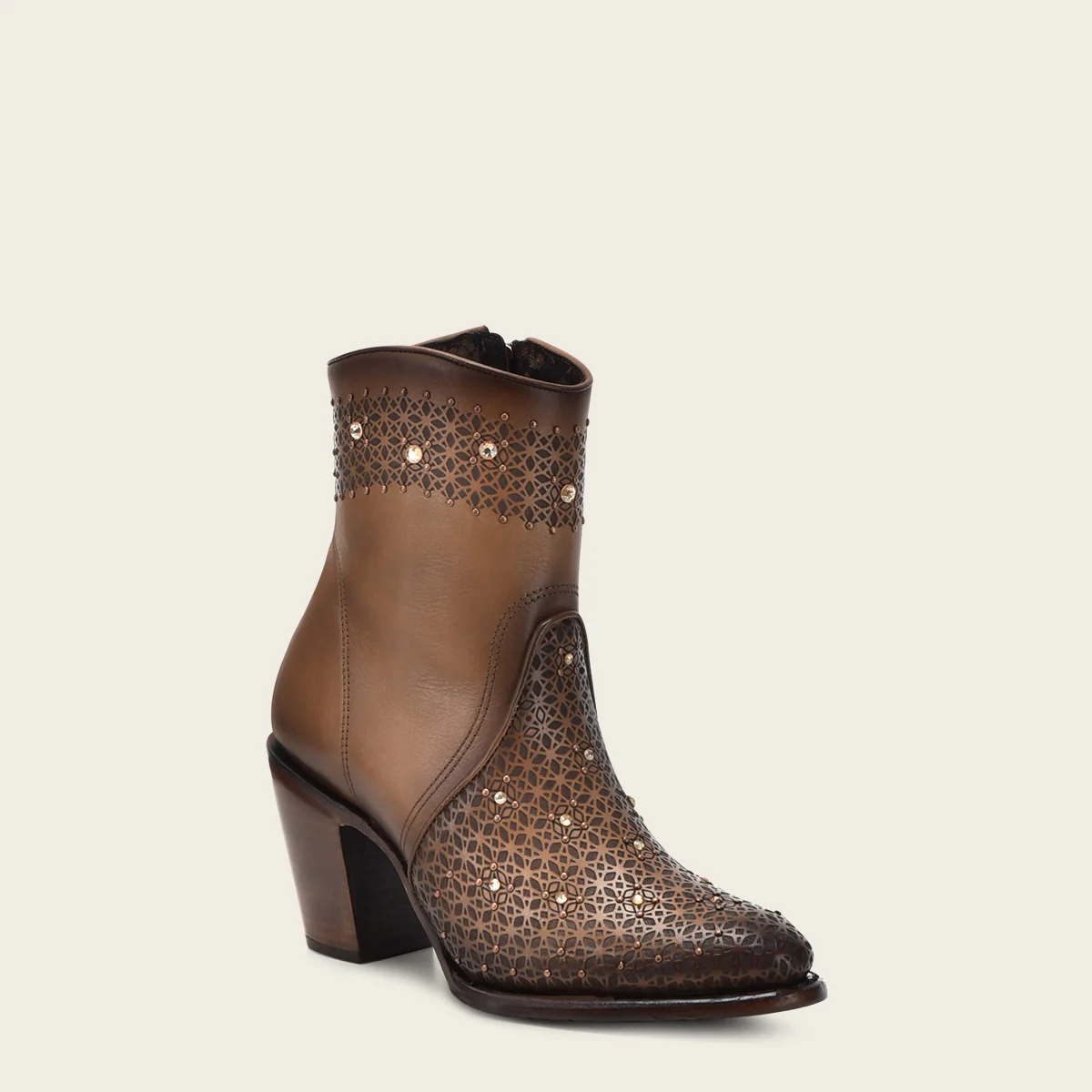 Ankle honey perforated bootie with crystals 14 Ankle honey perforated bootie with crystals