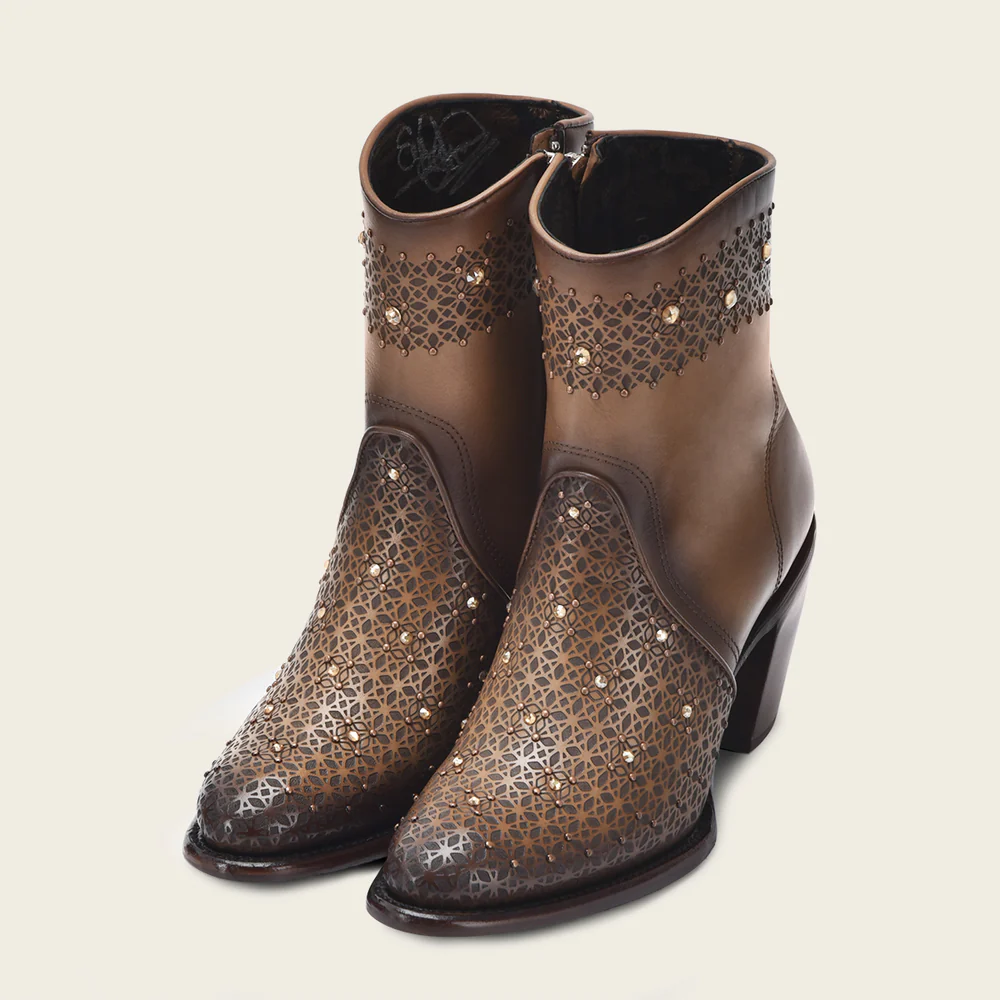 Ankle honey perforated bootie with crystals 23 Ankle honey perforated bootie with crystals