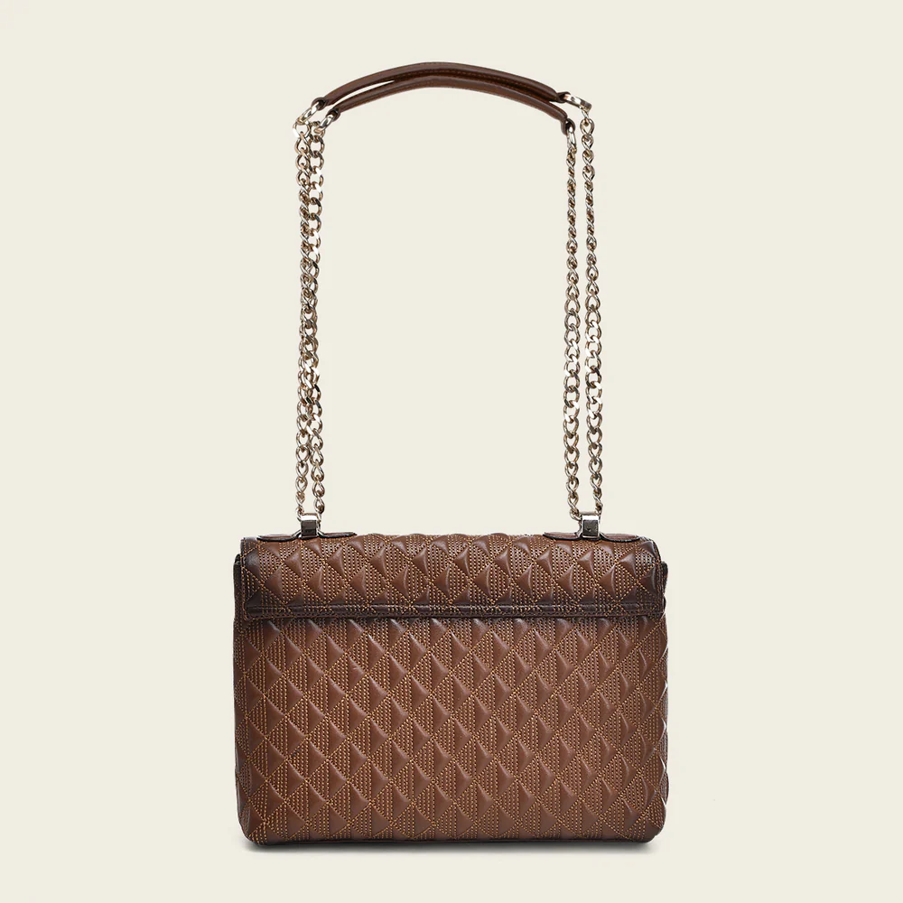 Brown bovine shoulder handbag