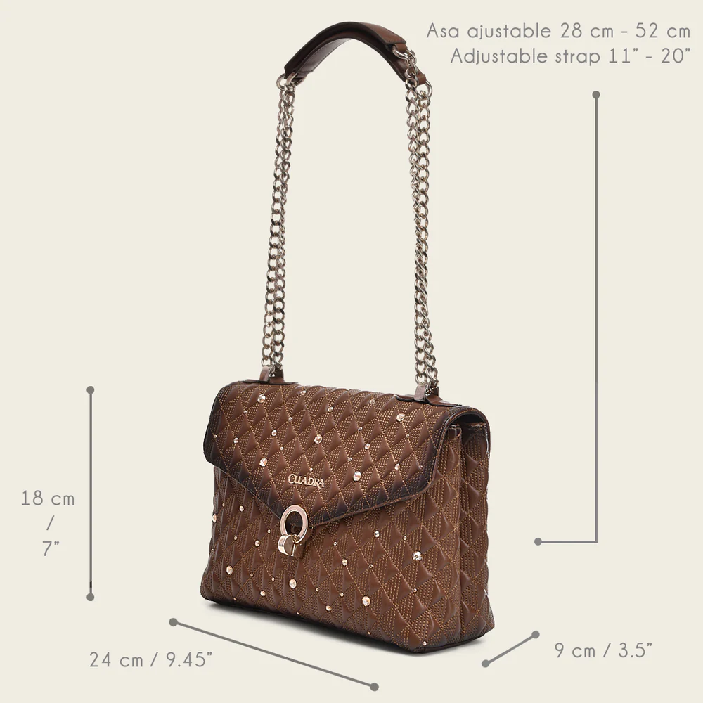 Brown bovine shoulder handbag