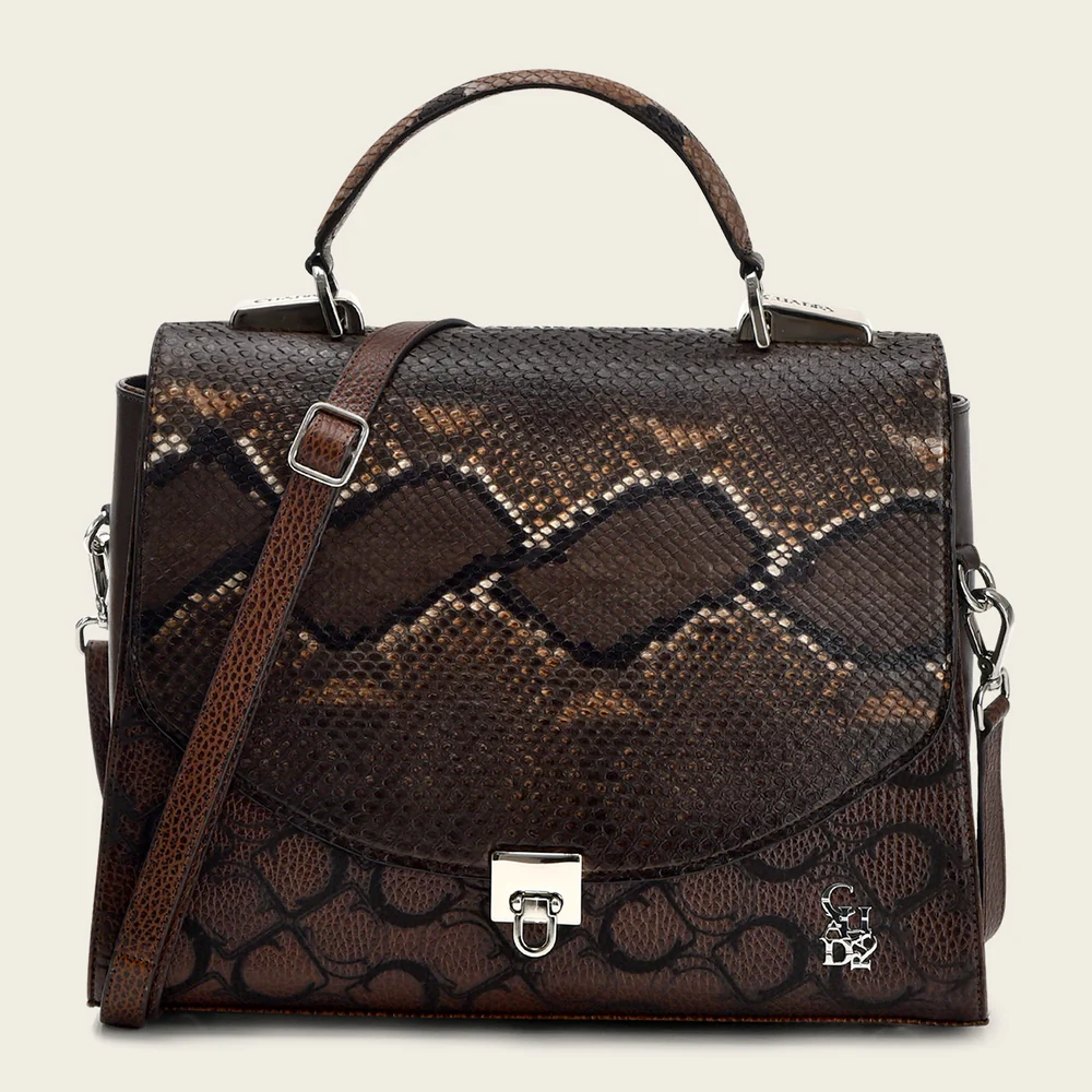 Dark brown top handle handbag