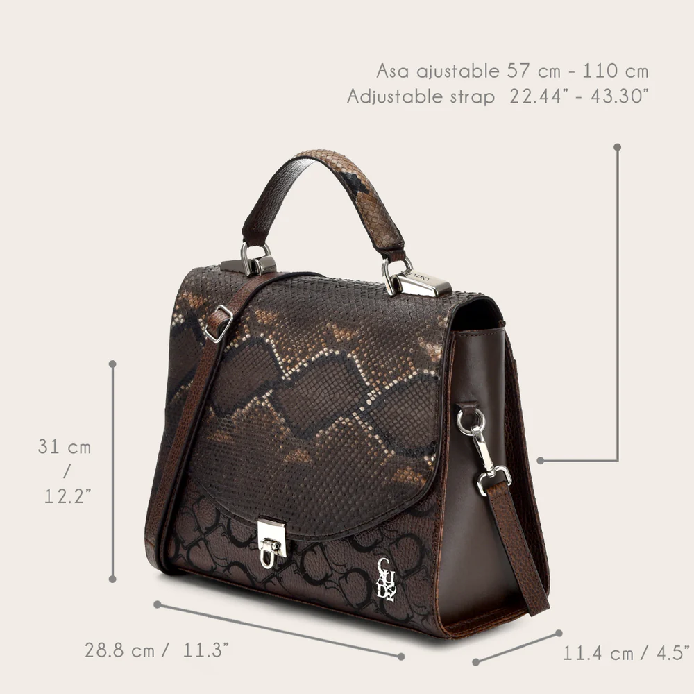 Dark brown top handle handbag