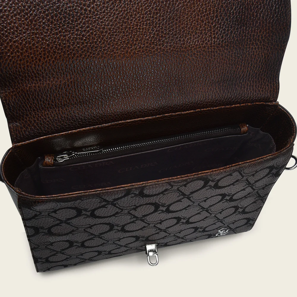 Dark brown top handle handbag